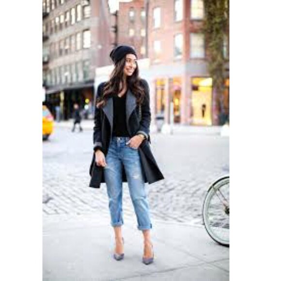 Vince Asymmetrical Draped Two-Tone Wool Coat | Charcoal Heather Grey Extra Small - Picture 2 of 16